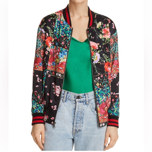 ALICE and OLIVIA Lila Oversized Patchwork Bomber Jacket - Picture 7 of 16
